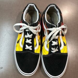 Men’s Vans Old Skool Flame Black and Red Sneakers